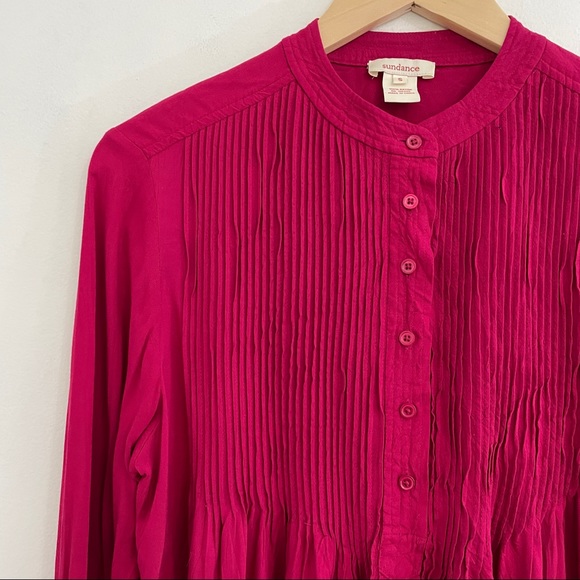 Sundance Deep Pink Long Sleeve Flowy 100% Rayon Top - Picture 2 of 6
